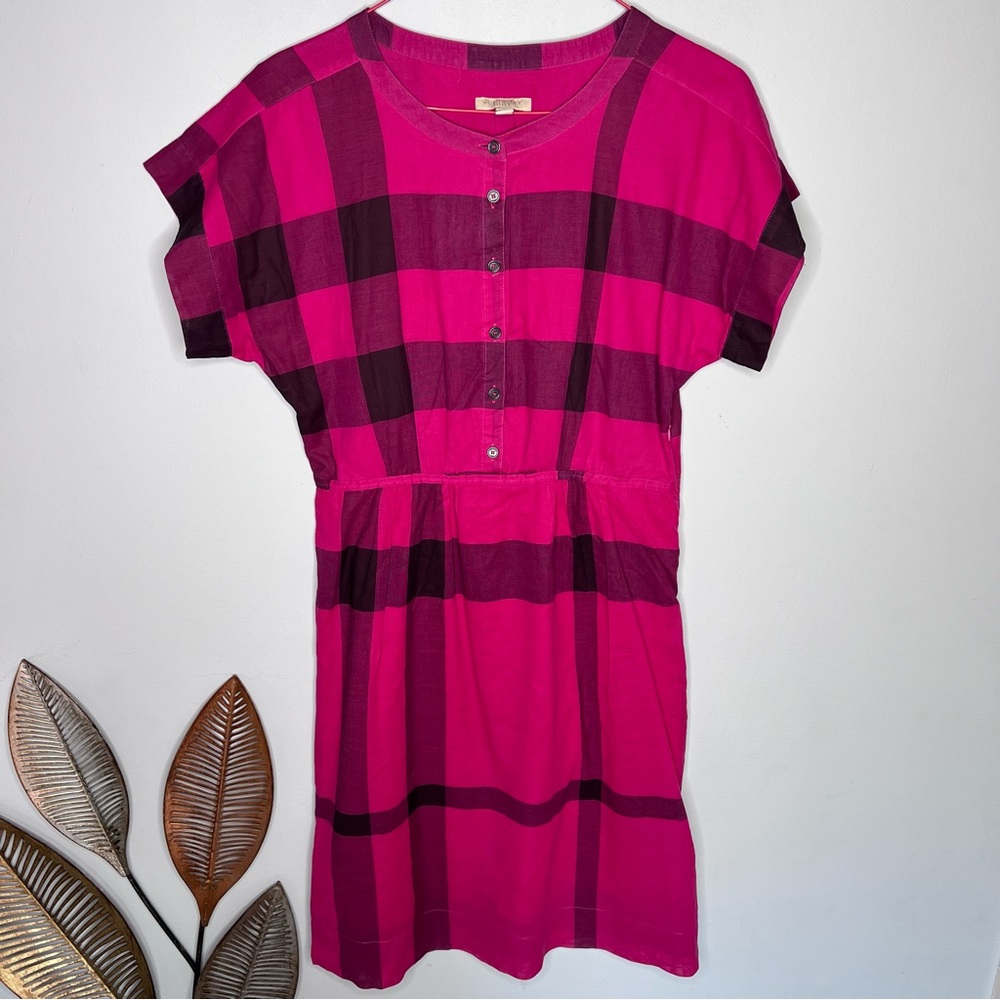 Burberry Fuschia Black Check Pattern Dress A12 - Picture 1 of 7